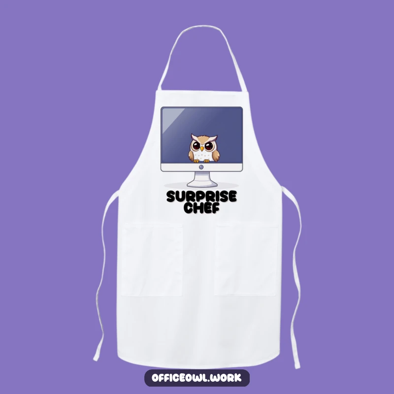 Funny Owl Monitor Apron - Kitchen Peeking Bird Humor Gift