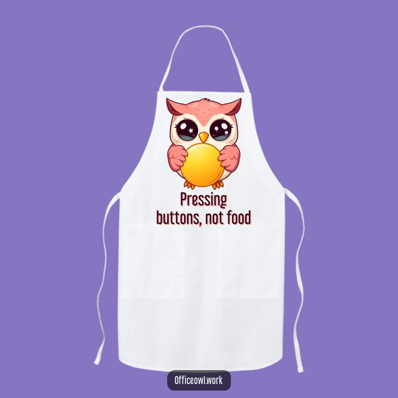 Funny Kawaii Owl Button Pressing Apron - Kitchen Fun for Your Funny Gift Chef
