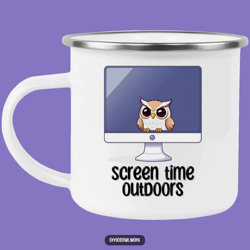 Funny Owl Monitor Camping Mug - Outdoor Peeking Bird Gift