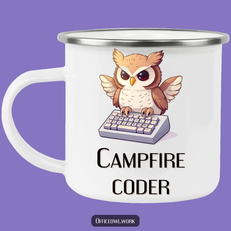 Funny Owl Typing Camping Mug - Outdoor Keyboard Bird Gift