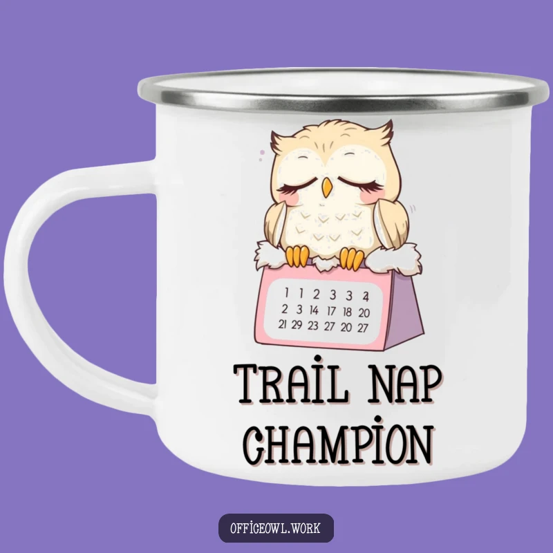 Funny Sleepy Owl Camping Mug - Durable Dozing Bird Enamel Cup Gift