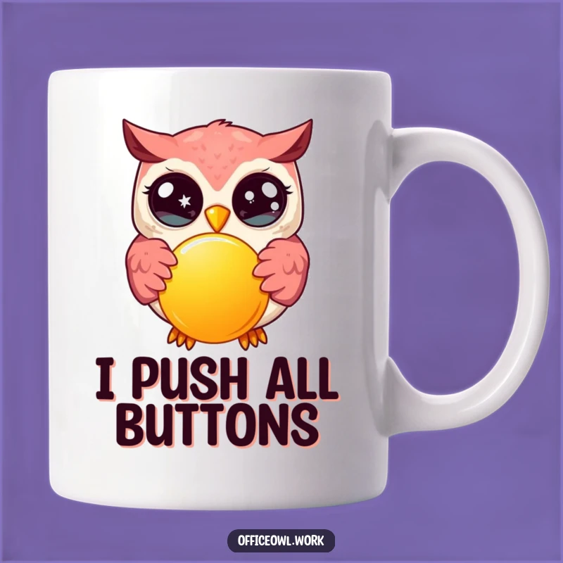 Funny Kawaii Owl Button Pressing Mug - The Perfect Funny Gift for Go-Getters