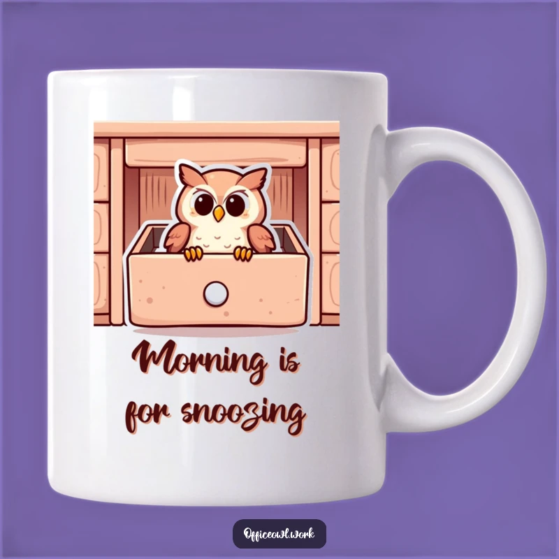 Funny Owl Desk Drawer Mug - Cozy Snuggled Owl Gift for Book Lovers