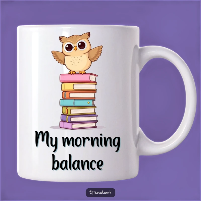 Funny Owl Folder Mug - Playful Balancing Bird Gift for Office Humor