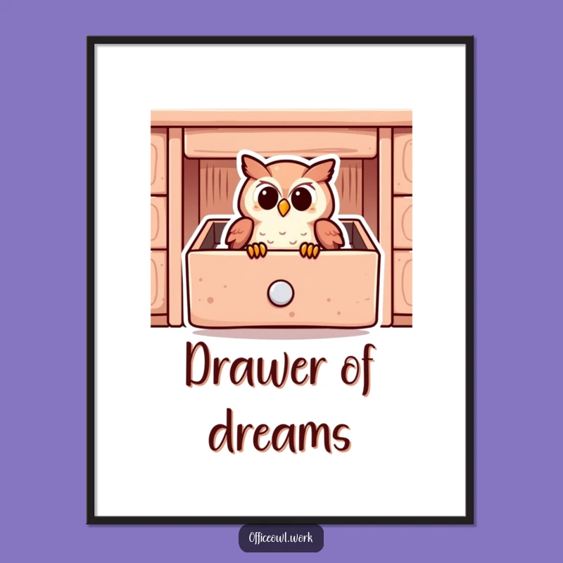 Funny Owl Drawer Digital Art - Cozy Snuggled Owl Printable Gift