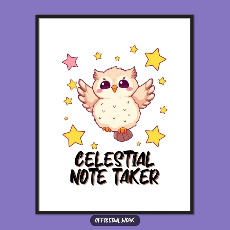 Funny Flying Owl Sticky Note Digital Art Print: Instant Hilarious Dreamy Decor