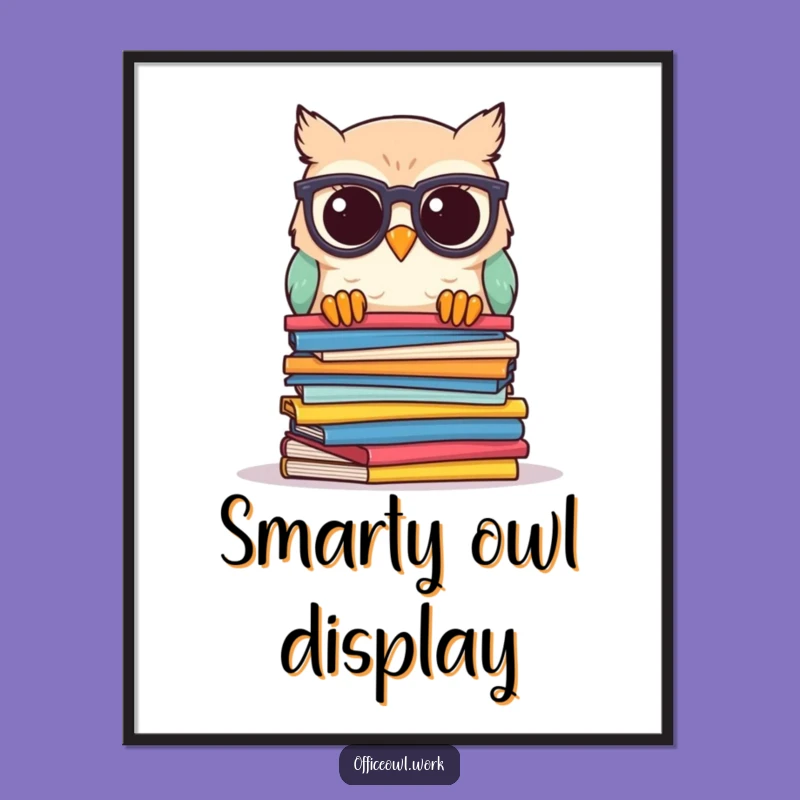 Funny Scholar Owl Digital Art Print: Instant Hilarious Decor for Bookworms