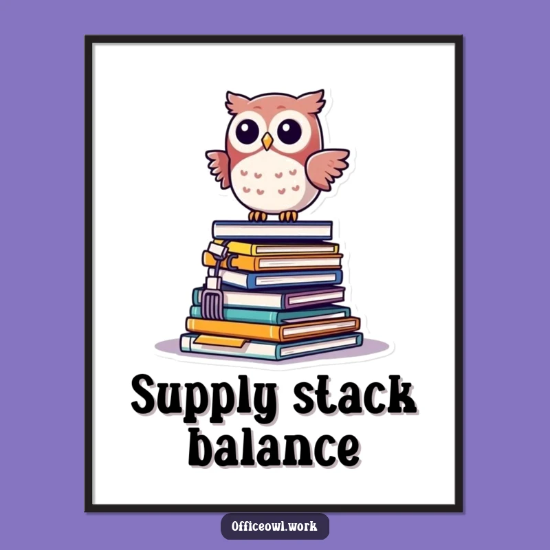 Funny Kawaii Owl Office Balance Digital Art - Instant Funny Gift Decor Download