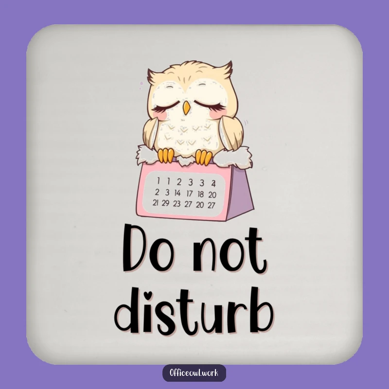 Funny Sleepy Owl Drink Coaster - Cute Dozing Bird Table Protector Gift