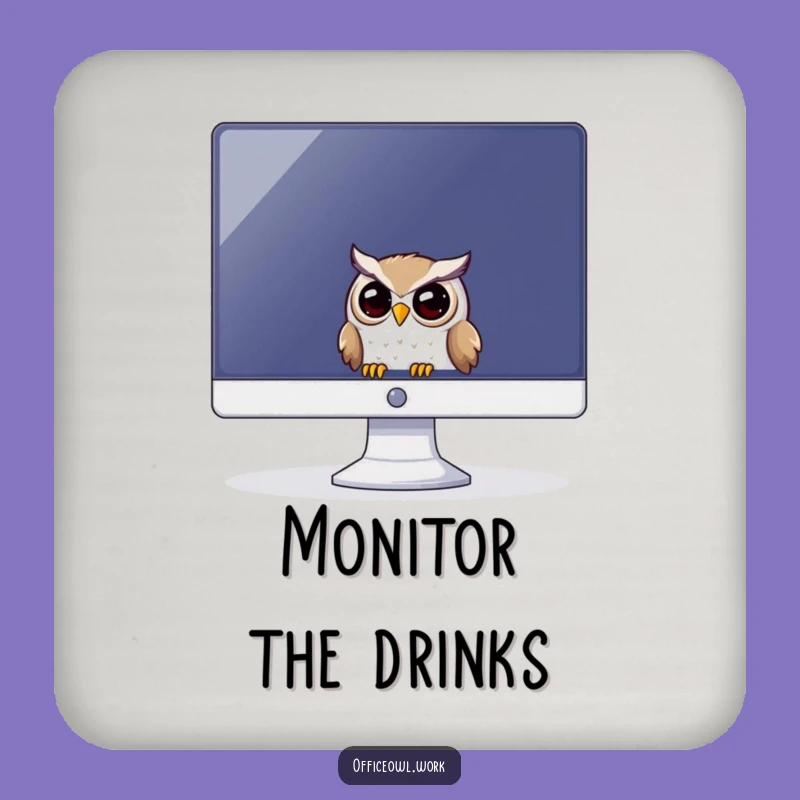 Funny Owl Monitor Coaster - Peeking Gamer Bird Protection Gift