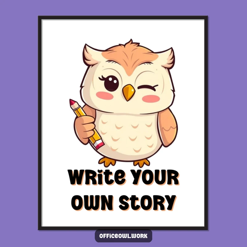 Funny Kawaii Owl Winking Poster - Charming Wall Art for Your Funny Gift Space