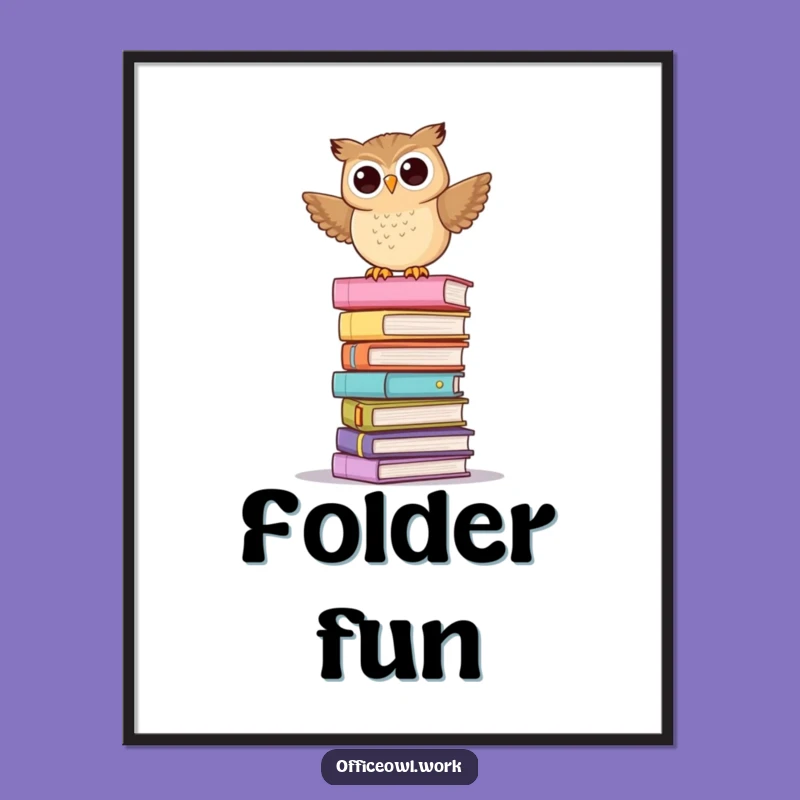 Funny Owl Folder Poster - Playful Balancing Bird Art Gift