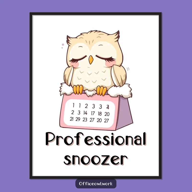 Funny Sleepy Owl Poster - Adorable Dozing Bird Wall Art for Home Decor