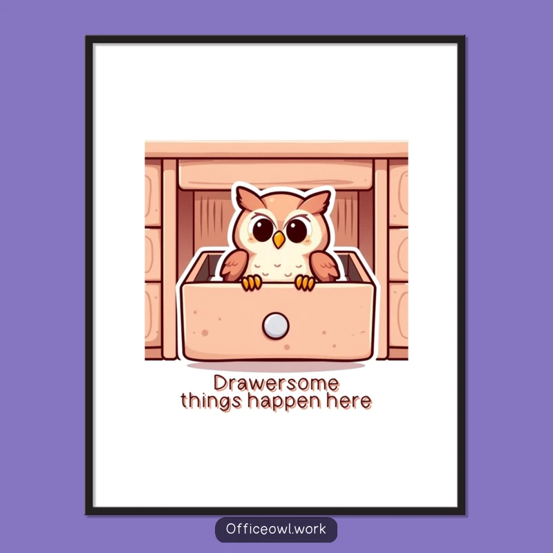 Free Printable Wall Art: Cozy Owl Drawer Design, Whimsical Downloadable Decor