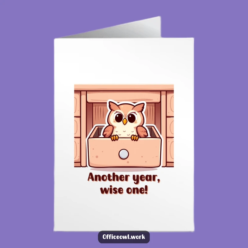 Free Printable Birthday Card: Cozy Owl Drawer Design, Downloadable Gift