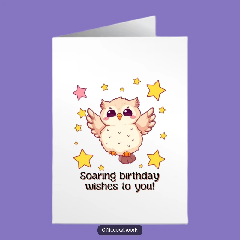 Free Printable Owl Birthday Card: Starry Sky Soar Downloadable Joy