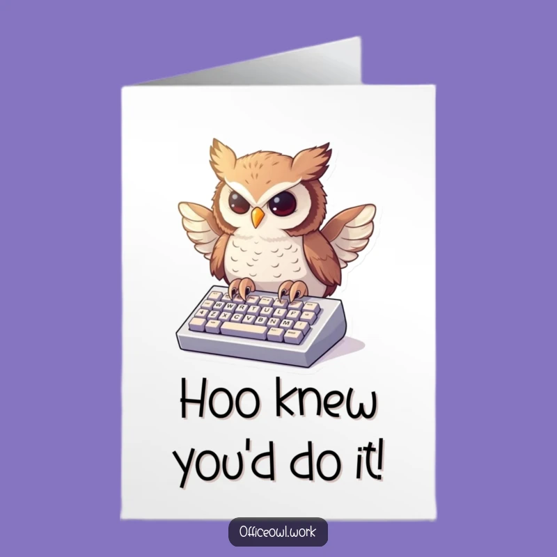 Free Printable Congrats Card: Typing Owl, Unique Downloadable Gift