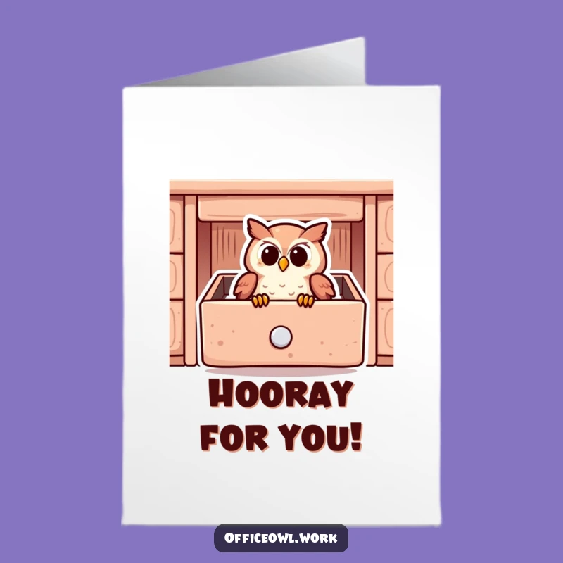 Free Printable Congrats Card: Cozy Owl Drawer, Unique Downloadable Gift