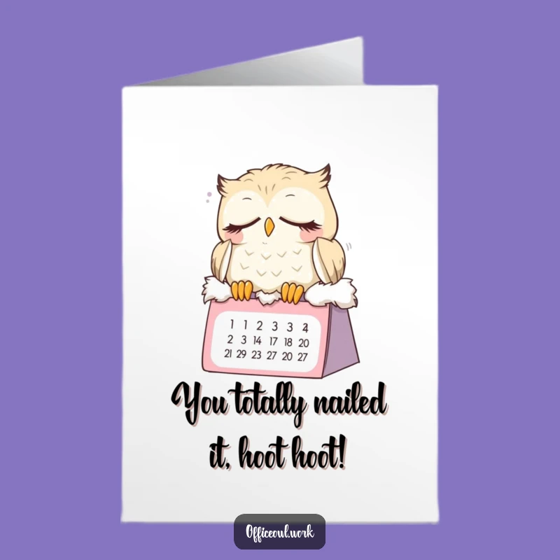 Free Printable Congrats Card: Sleepy Owl Achieves Goals, Funny Downloadable Gift