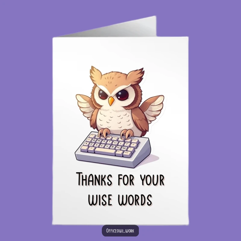 Free Printable Thank You Card: Typing Owl, Heartfelt Downloadable Gift