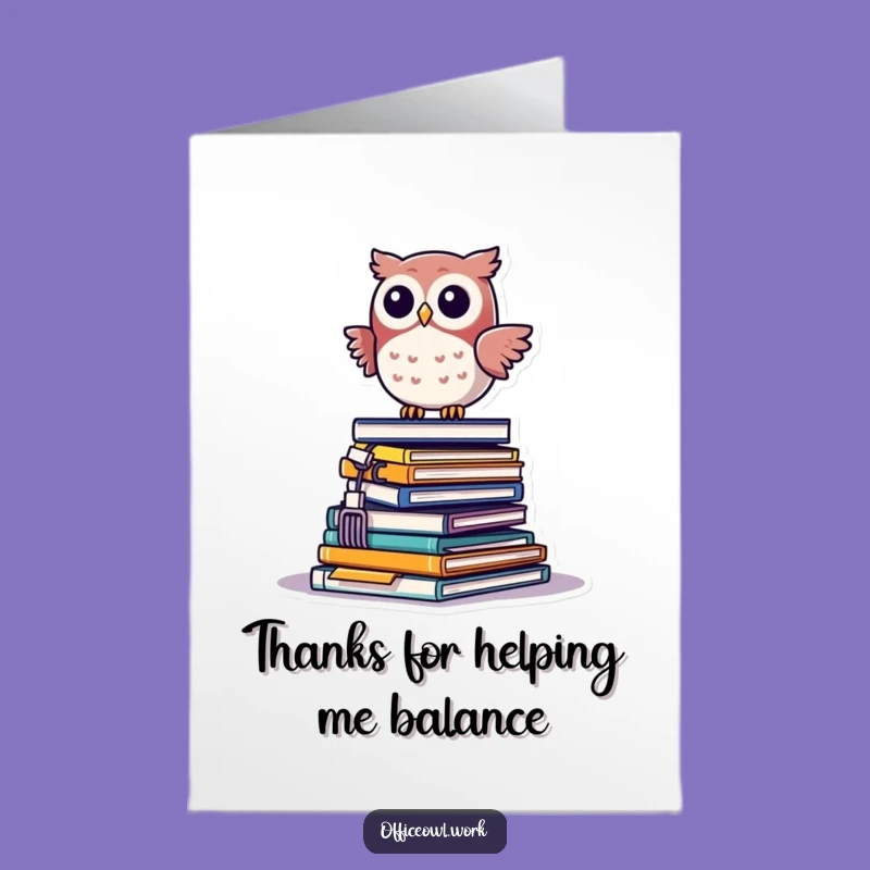 Free Printable Thank You Card: Owl's Office Balancing Act, Sweet Downloadable Gift