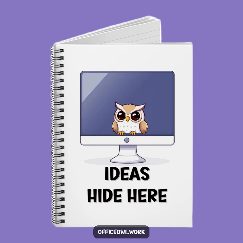 Funny Owl Monitor Notebook - Peeking Gamer Bird Journal Gift