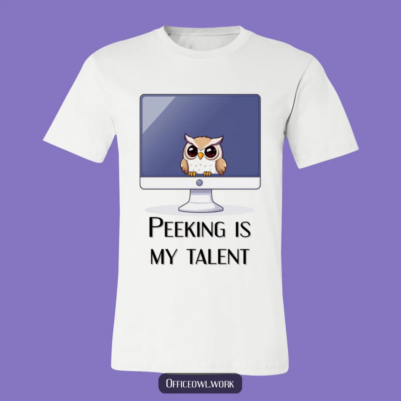 Funny Owl Monitor T-Shirt - Peeking Gamer Bird Humor Tee