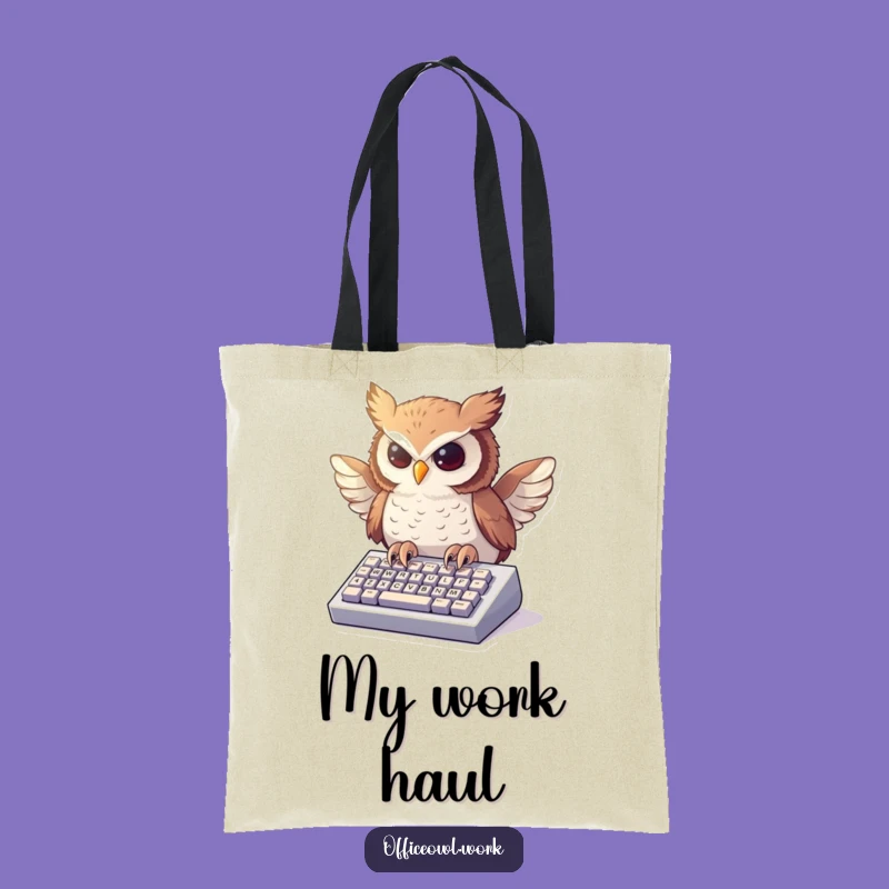 Funny Owl Typing Tote Bag - Enthusiastic Keyboard Bird Bag
